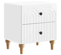 Bedside Cabinet High Gloss White Engineered Wood 43x34.5x48cm 2-Drawer Sleek Top