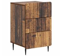 Bedside Cabinet Concrete Grey 43x41x68 cm Engineered Wood 3 Drawers Black Modern