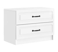 Bedside Cabinet High Gloss White 62x34.5x44.5cm Engineered Wood 2 Drawers glossy