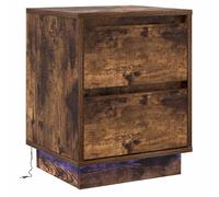 Bedside Cabinet with Drawer Engineered wood Table Nightstand Locker LED vidaXL