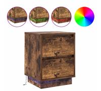 Bedside Cabinet with Drawer Engineered wood Table Nightstand Locker LED vidaXL