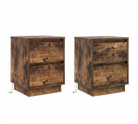 Bedside Cabinet with Drawer Engineered wood Table Nightstand Locker LED vidaXL