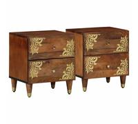 vidaXL Bedside Cabinet 2 pcs Black 40 x 33 x 46 cm Solid Mango Wood