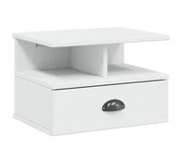 vidaXL Single Drawer 2 Shelf White Wall Mounted Bedside Cabinet - Wilko