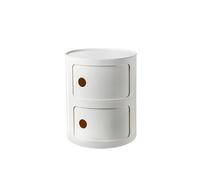 Bedside Cabinet with Drawers & Sliding Door - 2/3/4 Tier Plastic Nightstand Storage Unit for Bedroom - Modern Round Design