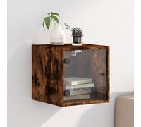 Bedside Cabinet with Glass Door Smoked Oak 35x37x35 cm Berkfield Home Brown One Size