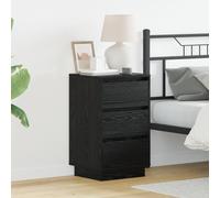 Bedside Cabinet with LED Black Oak 39x34.5x65 cm Engineered Wood Berkfield Home Black One Size