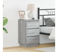 Bedside Cabinet with LED Grey Sonoma 39x34.5x65 cm Engineered Wood Berkfield Home Grey One Size