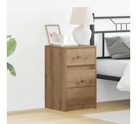 Bedside Cabinet with LED Lights Artisan Oak Engineered Wood Berkfield Home Brown One Size