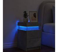 Vidaxl Bedside Cabinet With Led Lights Concrete Grey 35X39X55 Cm