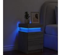 vidaXL Bedside Cabinet with LED Lights Grey Sonoma 35x39x55 cm