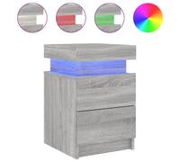 Bedside Cabinet with LED Lights Nightstand Bed Side Table Grey Sonoma vidaXL