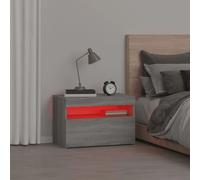 vidaXL Bedside Cabinet with LED Lights Grey Sonoma End Side Table Nightstand