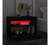 vidaXL Bedside Cabinet & LED Lights Black Chipboard Nightstand Table Bedroom