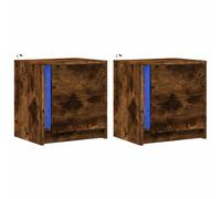 Bedside Cabinet with LED Lights Nightstand Bed Table Engineered Wood vidaXL