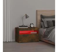 vidaXL Bedside Cabinet with LED Lights Smoked Oak 60x35x40 cm, Brown