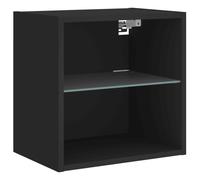 Bedside Cabinet with LED Lights Wall-mounted Nightstand Bed Table Black vidaXL