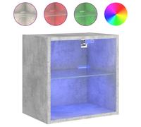 Bedside Cabinet with LED Lights Wall-mounted Nightstand Concrete Grey vidaXL