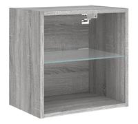 Bedside Cabinet with LED Lights Wall-mounted Nightstand Grey Sonoma vidaXL