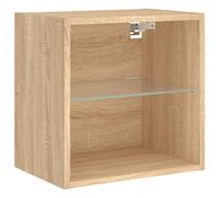 Bedside Cabinet with LED Lights Wall-mounted Nightstand Sonoma Oak vidaXL
