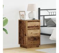 Bedside Cabinet with LED Old Wood 39x34.5x65 cm Engineered Wood Berkfield Home Brown One Size