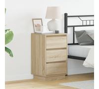 Bedside Cabinet with LED Sonoma Oak 39x34,5x65 cm Engineered Wood Berkfield Home Beige One Size