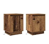 Bedside Cabinet with LED String Lights Engineered wood Storage vidaXL