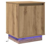 Bedside Cabinet with LED String Lights Engineered wood Storage vidaXL