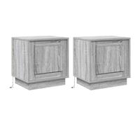 Bedside Cabinet with LED Strip Lights Engineered Wood Modern Nightstand vidaXL