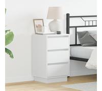 Bedside Cabinet with LED White 39x34.5x65 cm Engineered Wood Berkfield Home White One Size