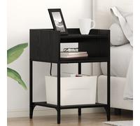 Bedside Cabinet with Shelf with Storage Black oak Engineered wood Berkfield Home Multi One Size