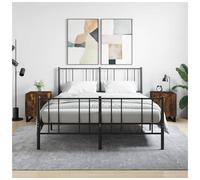 Bedside cabinets 2 pc Smoked Oak 40x40x50cm Engineered Wood Iron Legs Stylish