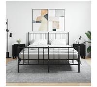 Bedside cabinets 2pc Black 40x40x50cm Engineered Wood with Metal Feet with Door