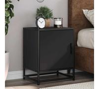 Bedside Cabinets 2pc Black Engineered Wood & Metal 40x31x50 cm Nightstand Modern