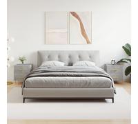 Bedside Cabinets 2pc Concrete Grey 40x35x47.5cm Engineered Wood with Iron Metal