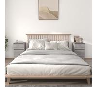 Bedside cabinets 2pc Grey Sonoma 40x35x70cm Engineered Storage & Eucalyptus Wood