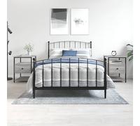 Bedside Cabinets 2pc Grey Sonoma 40x42x56 cm Engineered Wood Iron Frame Sturdy.