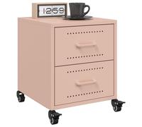 Bedside cabinets 2pc Pink Cold-Rolled Steel 36x39x43.5cm Nightstand with drawers