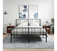 Bedside cabinets 2pc Smoked Oak 40x35x50cm Engineered Wood Metal Legs Nightstand
