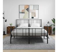 Bedside Cabinets 2pc Smoked Oak 40x40x50cm Engineered Wood with Iron Legs Modern