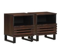Bedside Cabinets 2pc Solid Mango Wood Natural 40x33x46cm Rustic Pair Nightstand