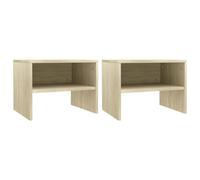 Bedside Cabinets 2pc Sonoma Oak Engineered Wood 40x30x30 cm with Storage Drawer