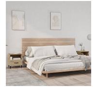 Bedside Cabinets 2pc Sonoma Oak Engineered Wood 40x35x47.5cm Drawer Shelf Small