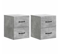 Bedside Cabinets 2pc Wall-Mounted Concrete Grey Engineered Wood Set 34.5x33x40cm