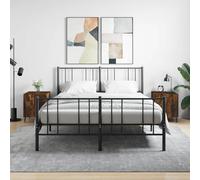 Bedside Cabinets 2pc White 40x40x50cm Engineered Wood Metal Feet Modern Scandi.