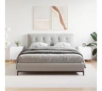 Bedside Cabinets 2pc White 40x40x50cm Engineered Wood with Metal Feet Door Set