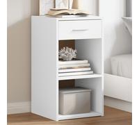 Bedside cabinets 2pc White engineered wood 35x34x65cm Nightstand Storage Set Pro