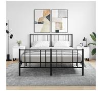 Bedside cabinets 2pc White Engineered Wood & Iron 40x30x50cm Compact Nightstand