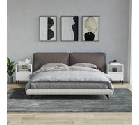 Bedside Cabinets 2pc White Engineered Wood Metal Feet 40x35x50 cm with Drawer x2