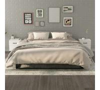 Bedside Cabinets 2pc White Engineered Wood with Metal Legs 40x35x47.5cm 2-Drawer
